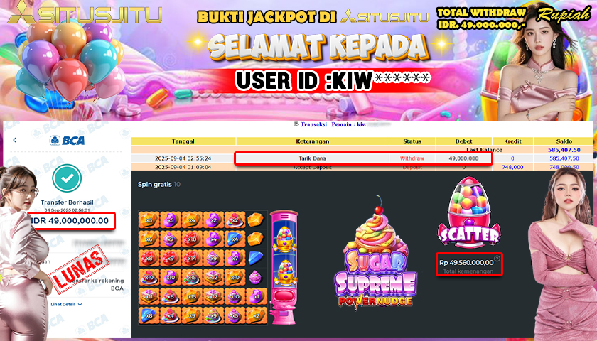 SITUSJITU id : KIW****** JACKPOT MENANG BESAR DI SUGAR RUSH 1000 PRAGMATIC PLAY Rp.49.000.000 ,- LUNAS