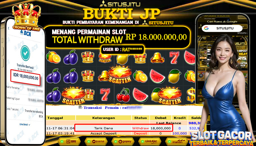 SITUSJITU  id : RAT****** JACKPOT SLOT CROWN OF FIRE PRAGMATIC PLAY Rp.18.000.000,- LUNAS