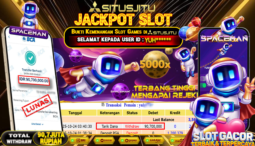 SITUSJITU  id : YUH******* JACKPOT SLOT SPACEMAN PRAGMATIC PLAY   Rp. 90.700.000 ,- LUNAS