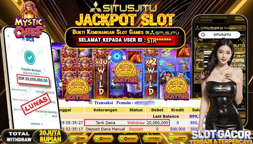 SITUSJITU  id : STR******* JACKPOT SLOT MYSTIC CHIEF PRAGMATIC PLAY   Rp. 20.00.000 ,- LUNAS