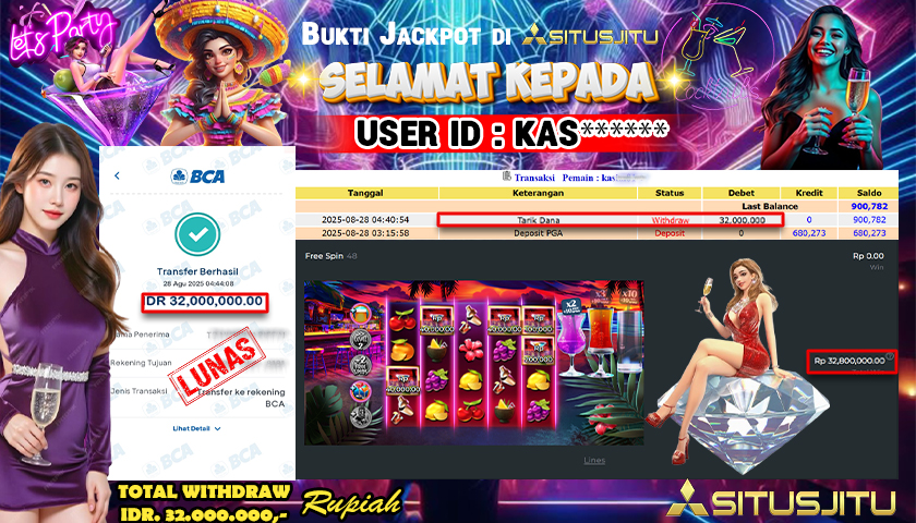 SITUSJITU id : KAS*** JACKPOT MENANG BESAR DI Club Tropicana - Happy Hour Rp.32.000.000 ,- LUNAS