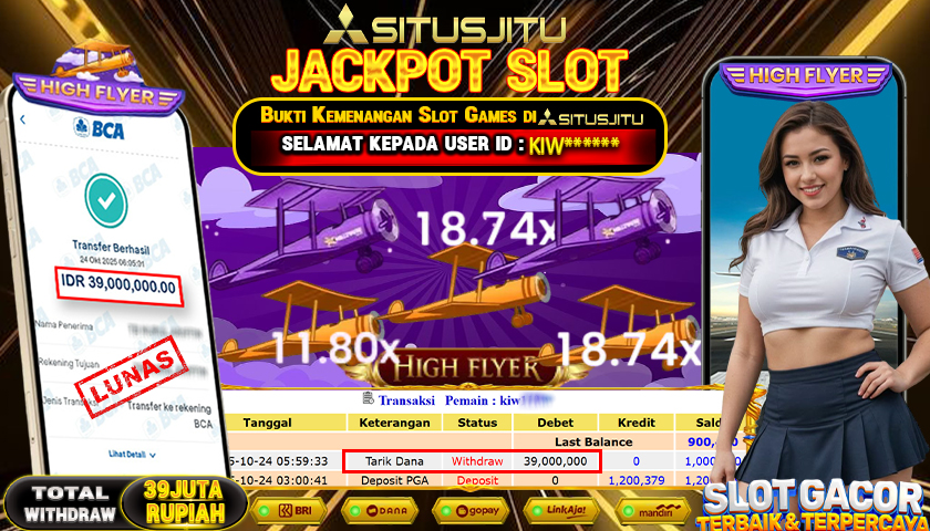 SITUSJITU  id : KIW******* JACKPOT SLOT HIGH FLYER PRAGMATIC PLAY   Rp. 39.000.000 ,- LUNAS