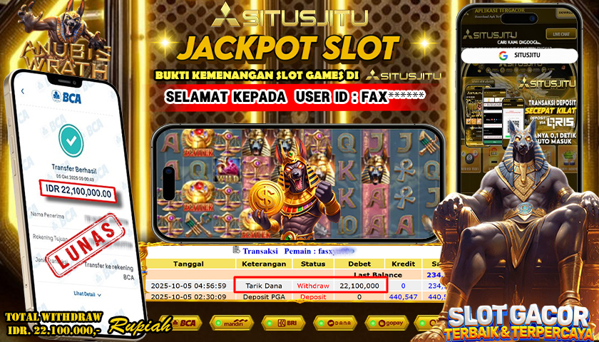 SITUSJITU  id : FAX**** JACKPOT SLOT ANUBIS WRATH PG SOFT  Rp. 21.100.000 ,- LUNAS