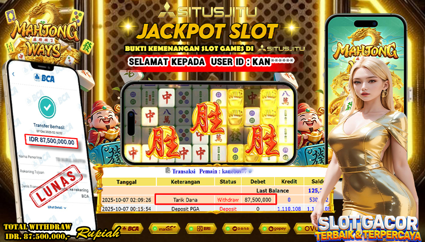 SITUSJITU id : KAN***** JACKPOT DI MAHJONG WAYS 2 PG SOFT TOTAL WITHDRAW Rp.87.500.000 ,- LUNAS