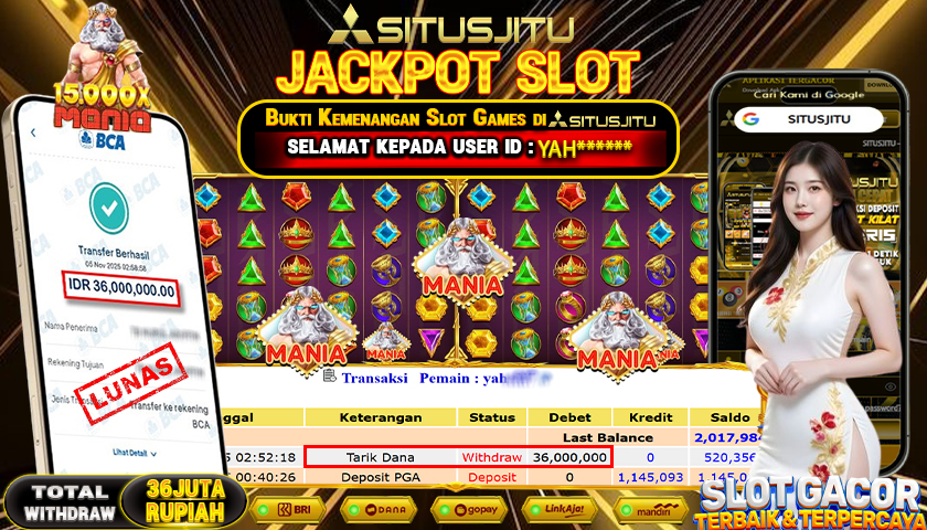 SITUSJITU  id : YAH***** JACKPOT SLOT 15.000 X MANIA PRAGMATIC PLAY   Rp.36.000.000,- LUNAS