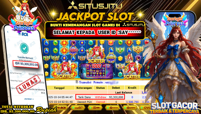 SITUSJITU  id : SAY***** JACKPOT SLOT STARLIGTH PRINCESS 1000 PRAGMATIG PLAY Rp. 93.300.000 ,- LUNAS