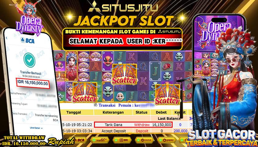 SITUSJITU  id : KER****** JACKPOT SLOT OPERA DYNASY PG SOFT Rp. 16.150.000 ,- LUNAS