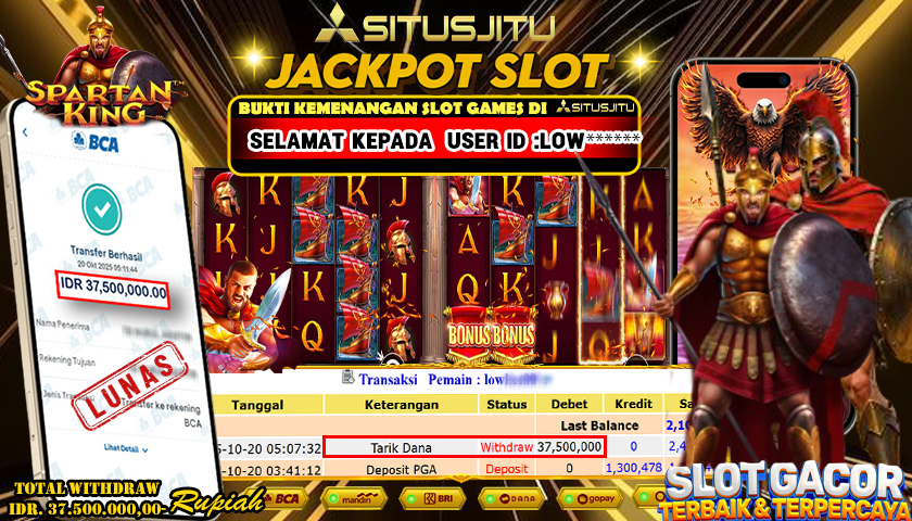 SITUSJITU  id : LOW******* JACKPOT SLOT SPARTAN KING PRAGMATIG PLAY  Rp. 37.500.000 ,- LUNAS