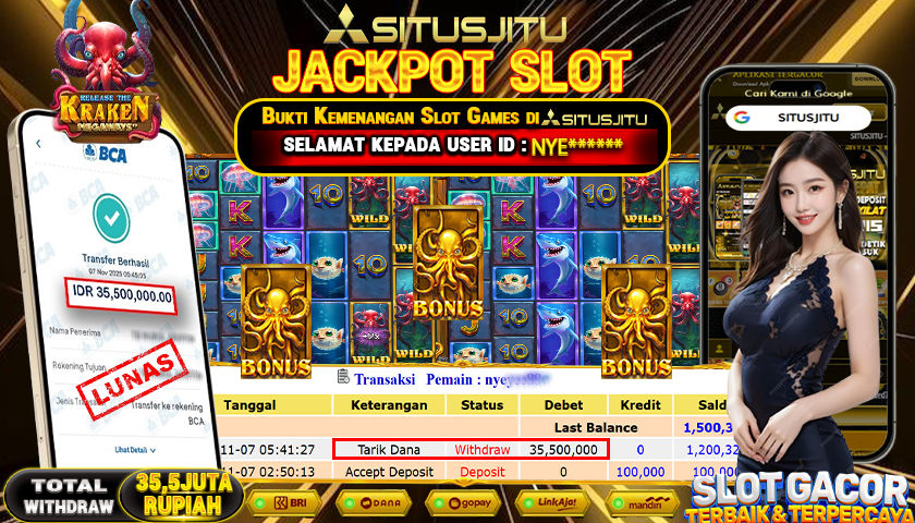SITUSJITU  id : NYE***** JACKPOT SLOT RELEASE THE KRAKEN PRAGMATIC PLAY   Rp.35.500.000,- LUNAS