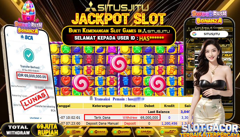 SITUSJITU  id : HAS***** JACKPOT SLOT SWEET RUSH BONANZA  PRAGMATIC PLAY   Rp.69.000.000,- LUNAS