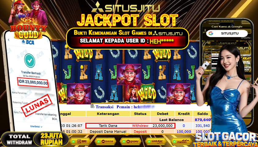 SITUSJITU  id : HEH***** JACKPOT SLOT BOUNTY GOLD PRAGMATIC PLAY   Rp.23.000.000,- LUNAS