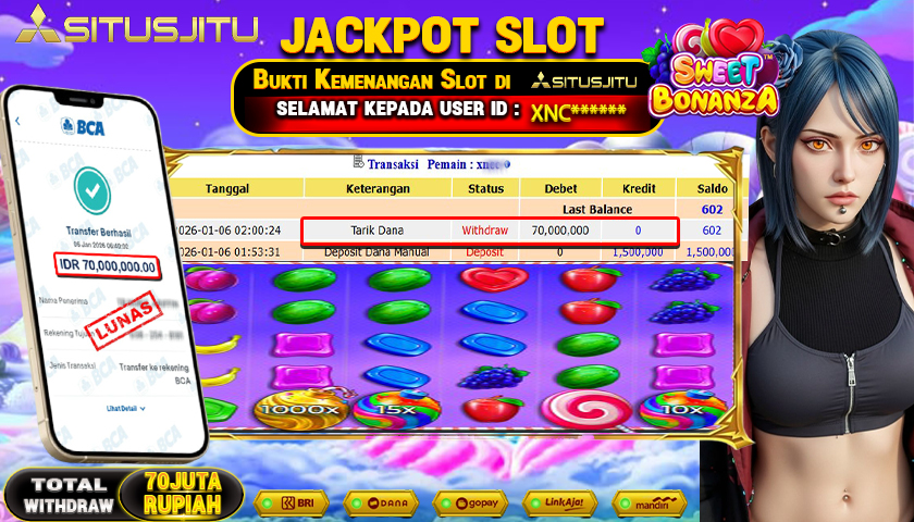 SITUSJITU  id : XNC***** JACKPOT SLOT SWEET BONANZA 1000 PRAGMATIC PLAY Rp.70.000.000,- LUNAS