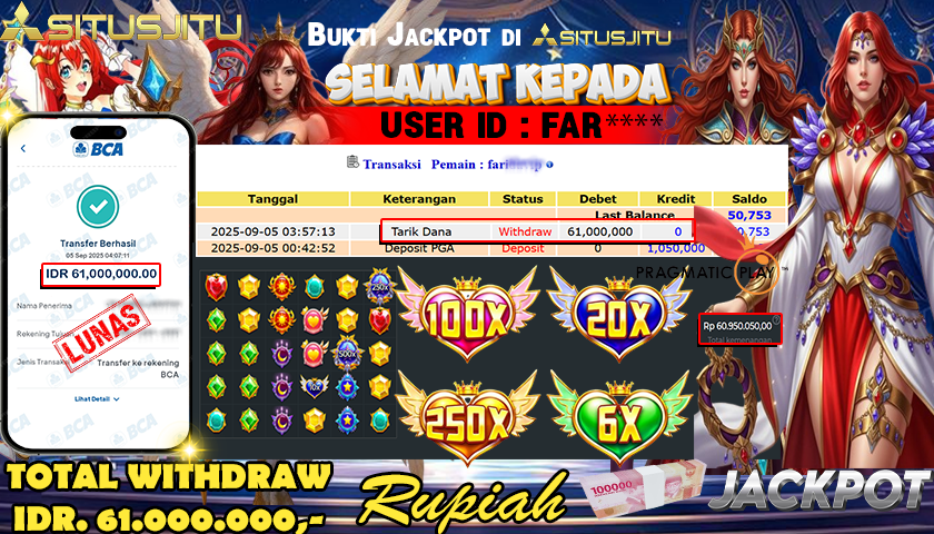SITUSJITU id : FAR*** JACKPOT MENANG BESAR DI STARLIGHT PRINCESS 1000 Rp.61.000.000 ,- LUNAS