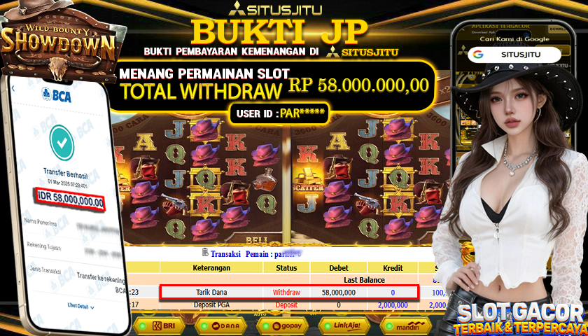 SITUSJITU id : PAR***** JACKPOT SLOT  WILD BOUNTY PG SOFT TOTAL WITHDRAW  Rp.58.000.000 ,- LUNAS