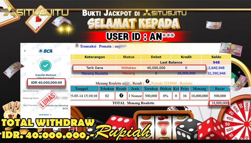 SITUSJITU id : ANT*** MENANG BESAR DI LIVE GAME SICBO DICE DENGAN TOTAL WITHDRAW Rp.40.000.000 ,- LUNAS