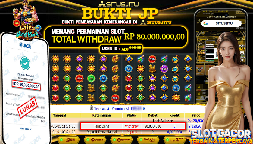 SITUSJITU  id : ADF**** JACKPOT SLOT GATES OF GATOT KACA 1000 PRAGMATIC PLAY Rp.80.000.000,- LUNAS