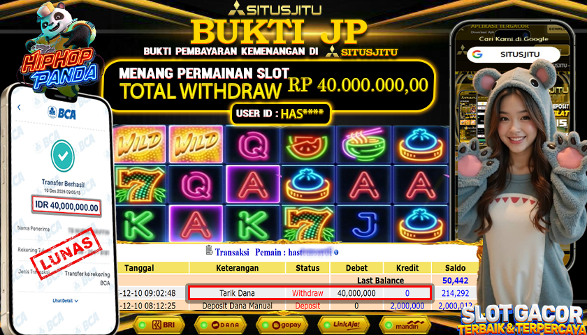 SITUSJITU  id : HAS***** JACKPOT SLOT  HIPHOP PANDA PG SOFT Rp.40.000.000,- LUNAS