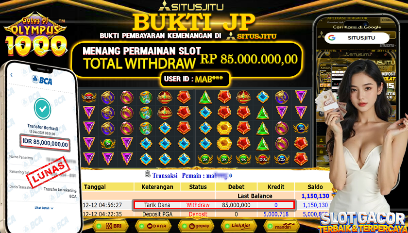 SITUSJITU  id : MAB**** JACKPOT SLOT GATES OF OLYMPUS 1000 PRAGMATIC PLAY Rp.85.000.000,- LUNAS