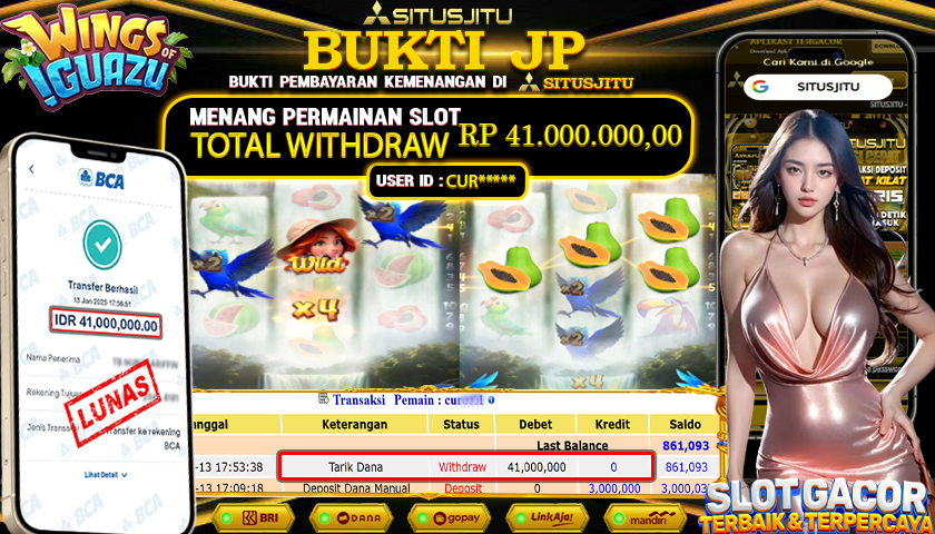SITUSJITU  id : CUR******* JACKPOT SLOT WINGS OF IGUAZU PG SOFT   Rp. 41.000.000 ,- LUNAS