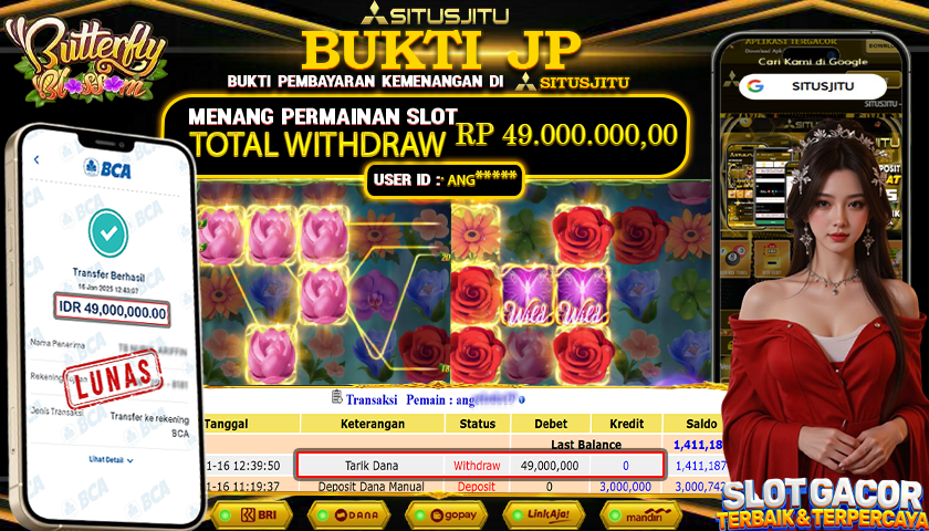 SITUSJITU id : ANG***** JACKPOT SLOT BUTTERFLY BLOSSOM PG SOFT Rp.49.000.000 ,- LUNAS