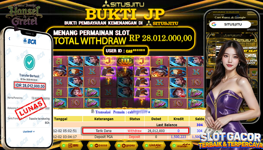SITUSJITU  id : CAS***** JACKPOT SLOT GRIMM'S BOUNTY : HANSEL & GRETEL PG SOFT  Rp.28.012.000,- LUNAS