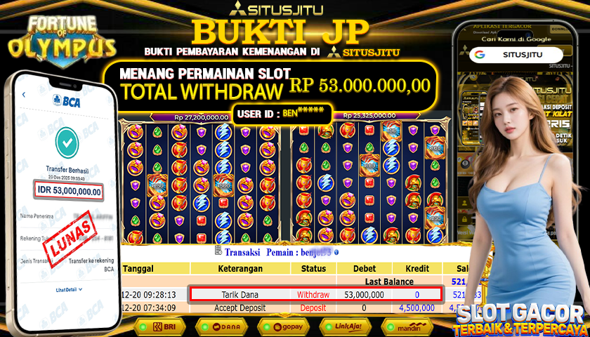 SITUSJITU  id : BEN**** JACKPOT SLOT FORTUNE OF OLYMPUS PRAGMATIC PLAY Rp.53.000.000,- LUNAS