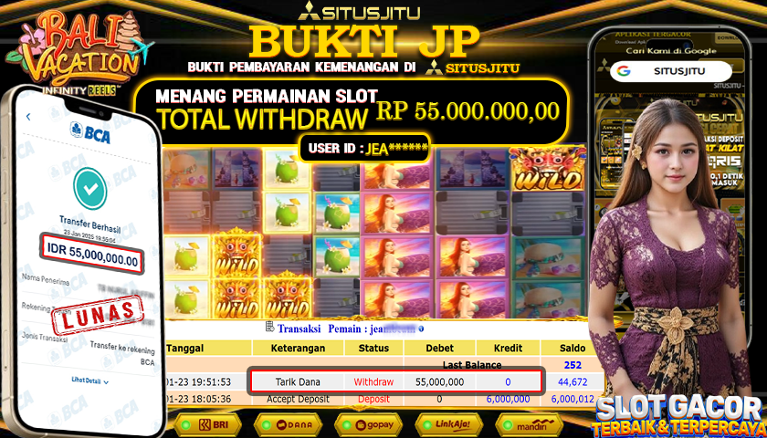 SITUSJITU id : JEA***** JACKPOT SLOT BALI VACATION PG SOFT Rp.55.000.000 ,- LUNAS