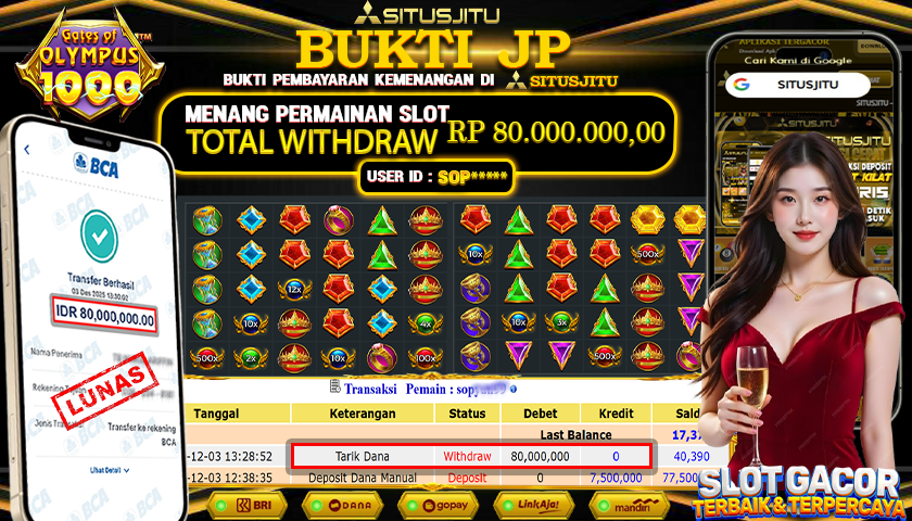 SITUSJITU  id : SOP*** JACKPOT SLOT GATES OF OLYMPUS 1000 PRAGMATIC PLAY Rp.80.000.000,- LUNAS