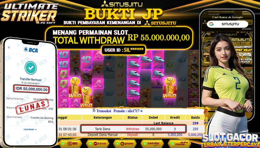 SITUSJITU id : SIL***** JACKPOT SLOT ULTIMATE STRIKER PG SOFT  Rp.55.000.000 ,- LUNAS