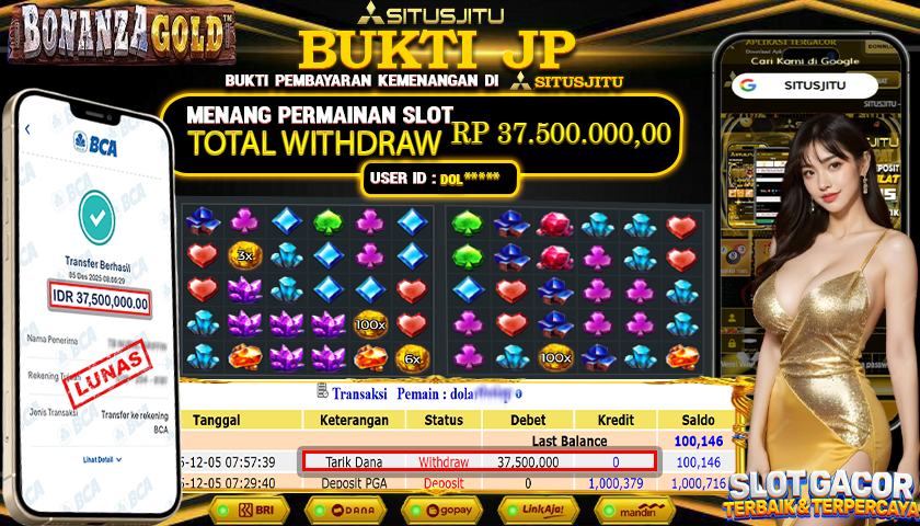 SITUSJITU  id : DOL***** JACKPOT SLOT BONANZA GOLD PRAGMATIC PLAY Rp.37.500.000,- LUNAS