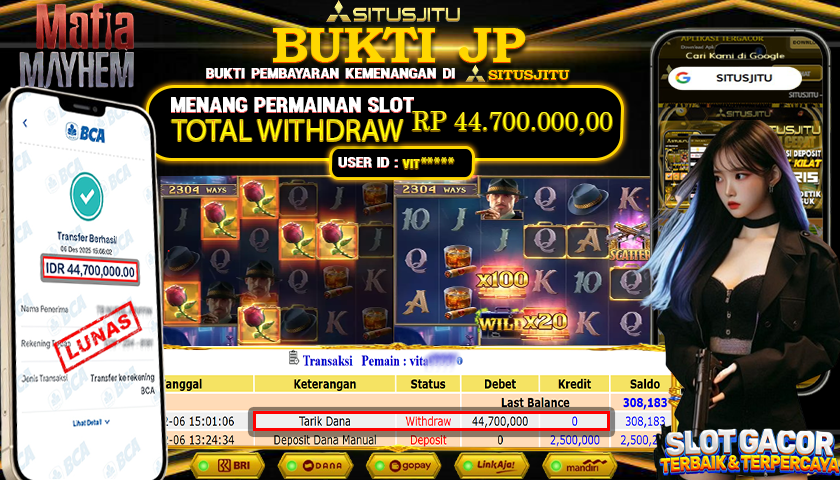 SITUSJITU  id : VIT***** JACKPOT SLOT MAFIA MAYHEM PG SOFT Rp.80.250.000,- LUNAS