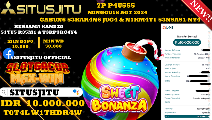 SITUSJITU id : 00***** JACKPOT SWEET BONANZA Rp.10.000.000 ,- LUNAS