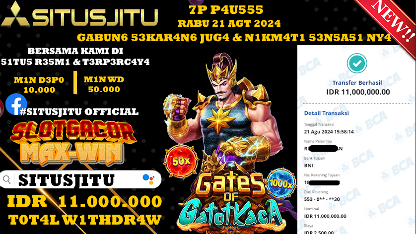 SITUSJITU id : CD**** JACKPOT GATES OF GATOTKACA Rp.11.000.000 ,- LUNAS
