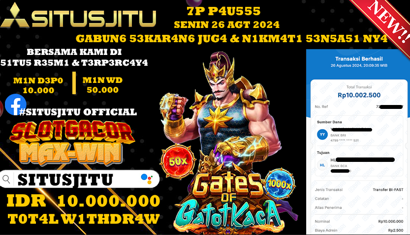 SITUSJITU id : SQ**** JACKPOT GATES OF GATOTKACA Rp.10.000.000 ,- LUNAS