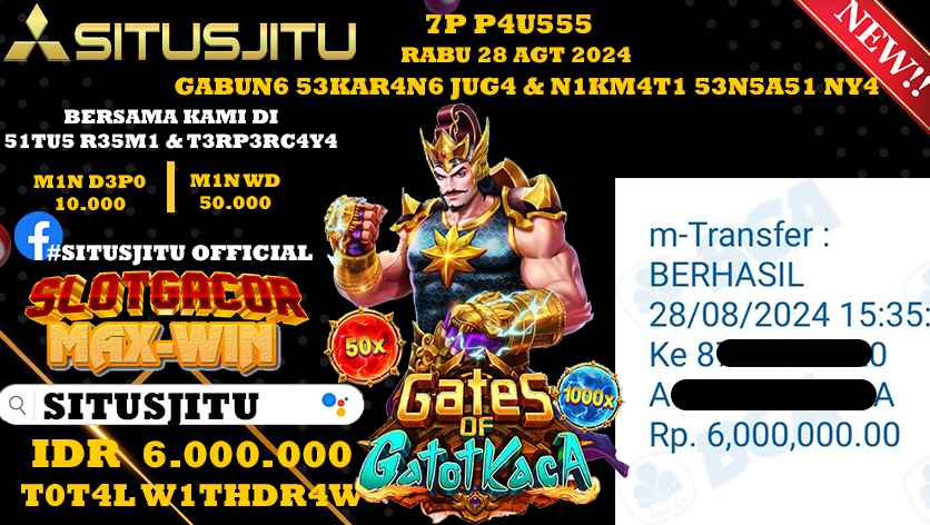 SITUSJITU id : CD***** JACKPOT GATES OF GATOTKACA Rp.6.000.000 ,- LUNAS