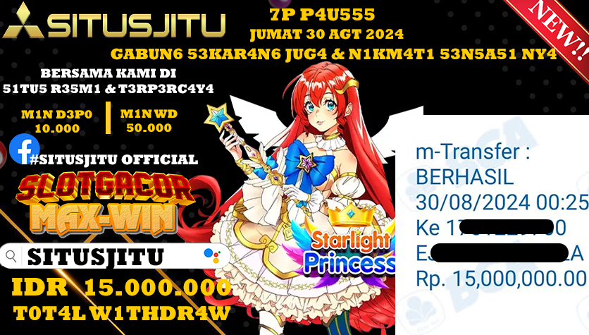 SITUSJITU id : SW***** JACKPOT STARLIGHT PRINCESS Rp.15.000.000 ,- LUNAS