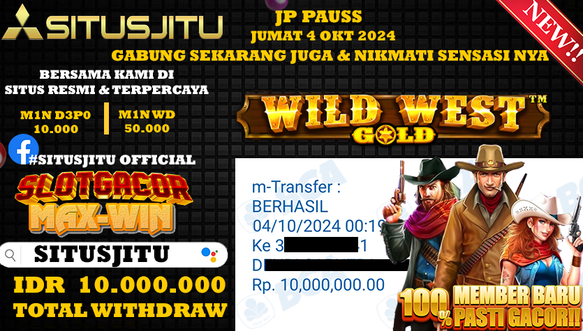 SITUSJITU id : SW6***** JACKPOT Wild West Gold Rp.10.000.000 ,- LUNAS
