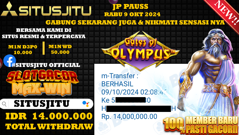 SITUSJITU id : SW10***** JACKPOT Gate of Olympus Rp.14.000.000 ,- LUNAS