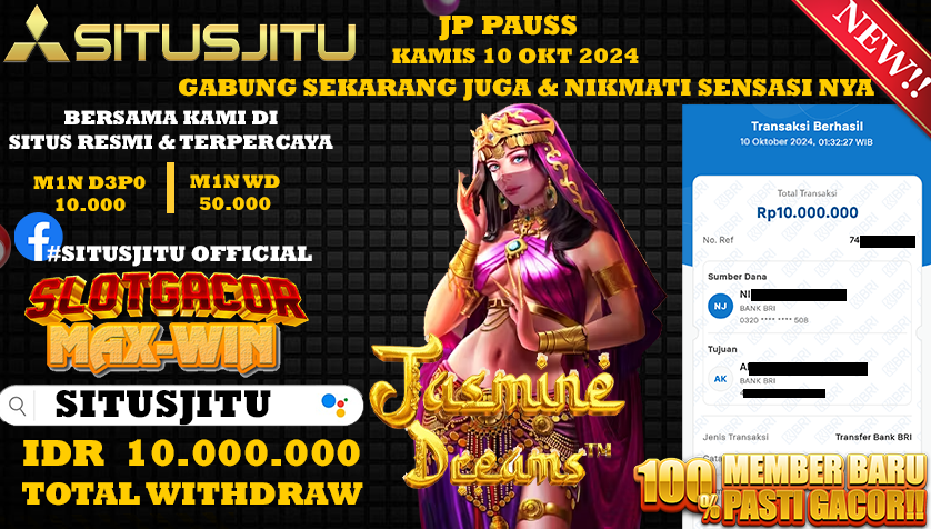 SITUSJITU id : S11***** JACKPOT Jasmine Dream Rp.10.000.000 ,- LUNAS