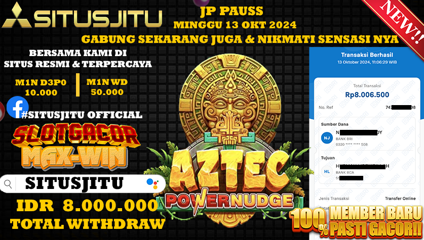 SITUSJITU id : S14***** JACKPOT Aztec Power Nudge Rp.8.000.000 ,- LUNAS