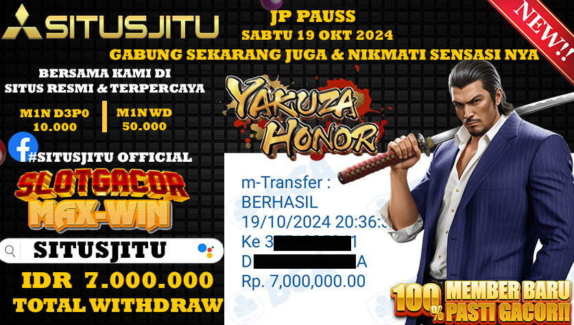 SITUSJITU id : S21***** JACKPOT Yakuza Honor Rp.7.000.000 ,- LUNAS