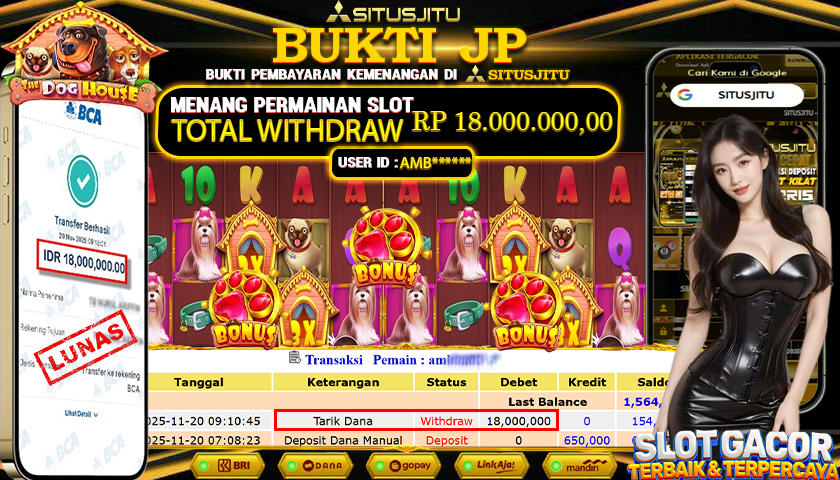 SITUSJITU  id : AMB****** JACKPOT SLOT THE DOG HOUSE PRAGMATIC PLAY Rp.18.000.000,- LUNAS