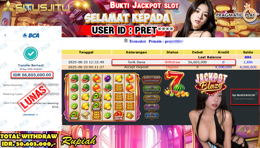 SITUSJITU id :  PRE****** JACKPOT SLOT DI JACKPOT BLAZE Rp.56.603.000 ,- LUNAS