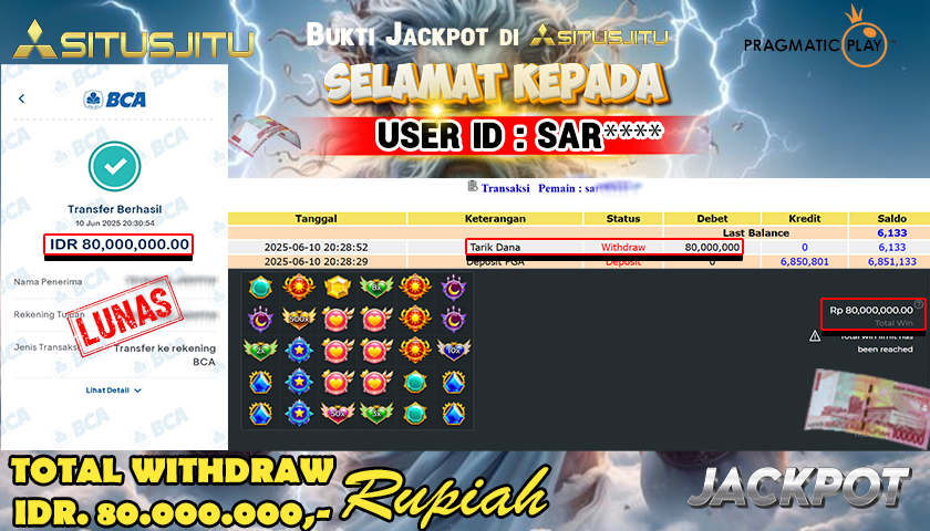 SITUSJITU  id : SAR**** MENANG BESAR DI SLOT STARLIGHT PRINCESS  1000 PRAGMATIC PLAY DENGAN TOTAL WITHDRAW Rp.80.000.000 ,- LUNAS