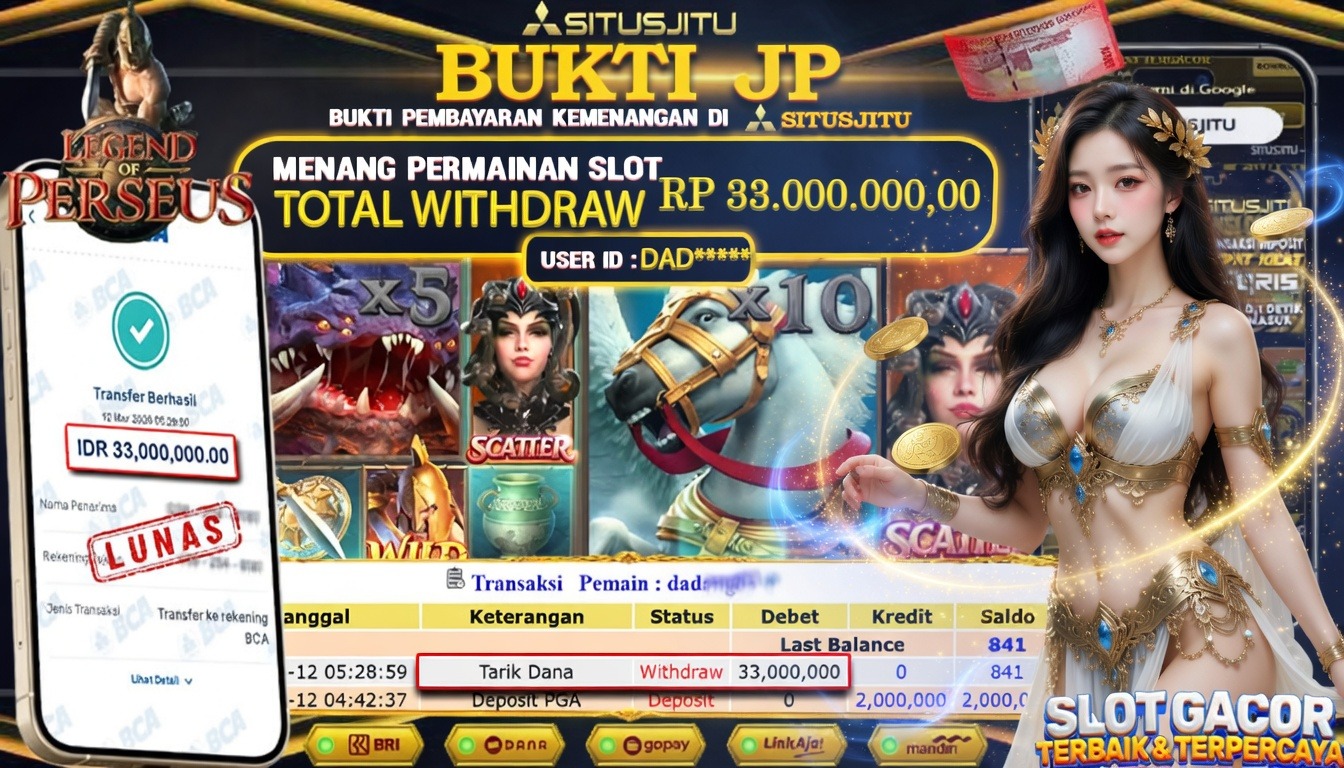 SITUSJITU id : DAD***** JACKPOT SLOT Legend Of Perseus  PGSoft TOTAL WITHDRAW  Rp.33.000.000 ,- LUNAS