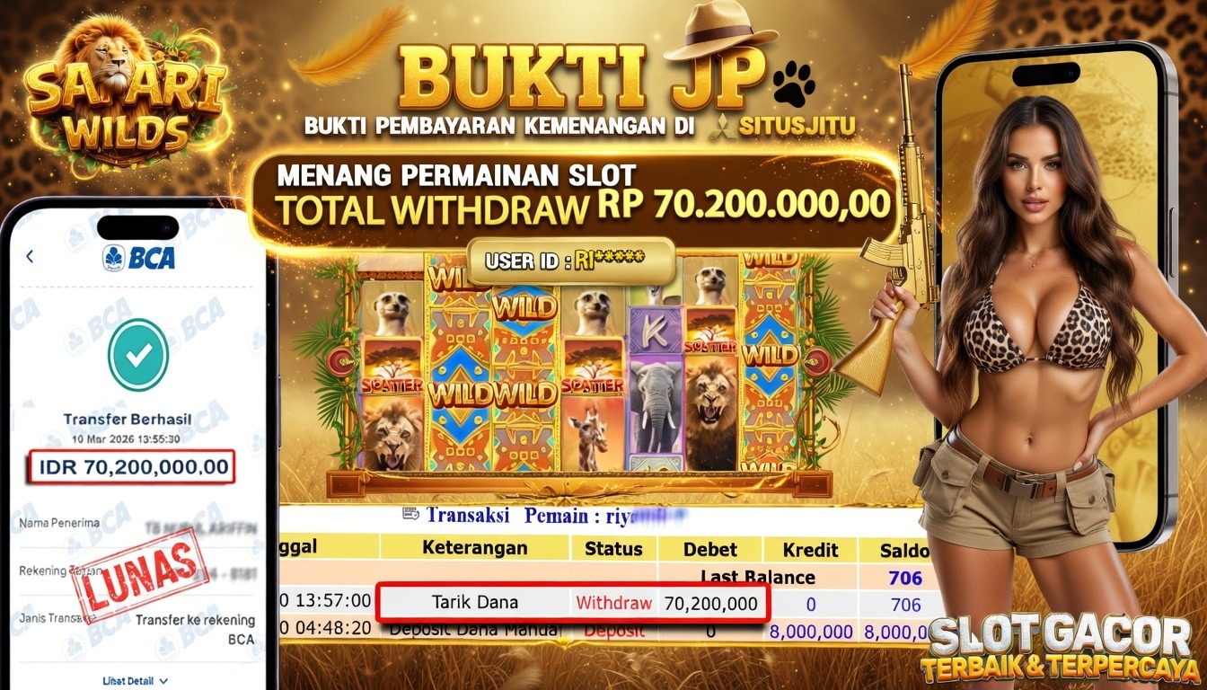 SITUSJITU id : RIY***** JACKPOT SLOT SAFARI WILDS PG SOFT TOTAL WITHDRAW  Rp.70.200.000 ,- LUNAS