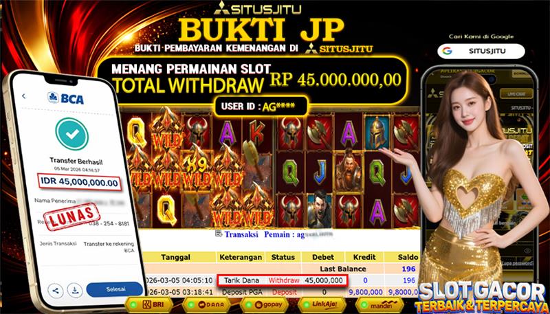 SITUSJITU id : AG***** JACKPOT SLOT  Knights vs Barbarians PRAGMATIC PLAY  TOTAL WITHDRAW  Rp.45.000.000 ,- LUNAS