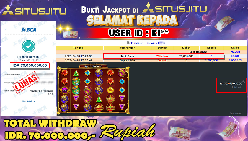 SITUSJITU id : KI*** MENANG BESAR DI SLOT GATES OF OLYMPUS SUPER SCATTER TOTAL WITHDRAW Rp.36.000.000 ,- LUNAS