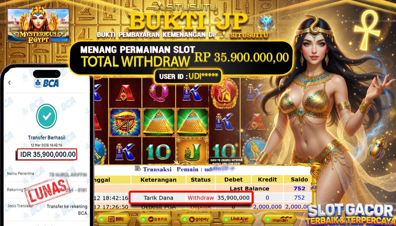 SITUSJITU id : UDI***** JACKPOT SLOT Mysterious Egypt PRAGMATIC PLAY  TOTAL WITHDRAW  Rp.35.900.000 ,- LUNAS