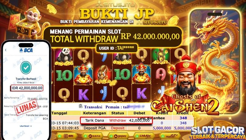 SITUSJITU id : TAI***** JACKPOT SLOT Chests Of Cai Shen 2  PRAGMATIC PLAY TOTAL WITHDRAW  Rp.42.000.000 ,- LUNAS